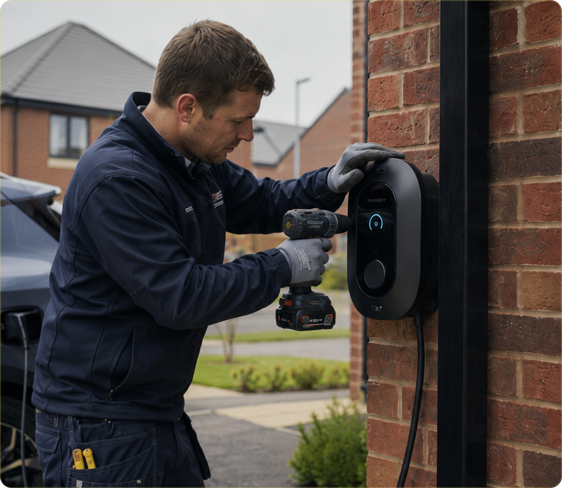 EV charging installation photography